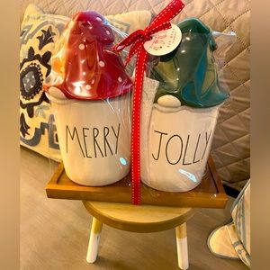 NWT Rae Dunn “Merry, Jolly” Gnomes Canister Set